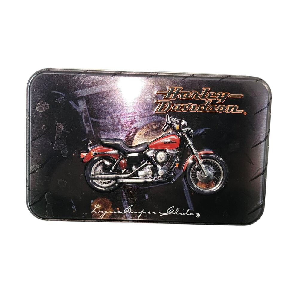 Vintage Harley-Davidson Dyna Super Glide playing card‎ tin. 2 Decks of Cards.
